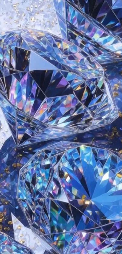 Iridescent blue diamonds with shimmering facets and a luxurious pattern.