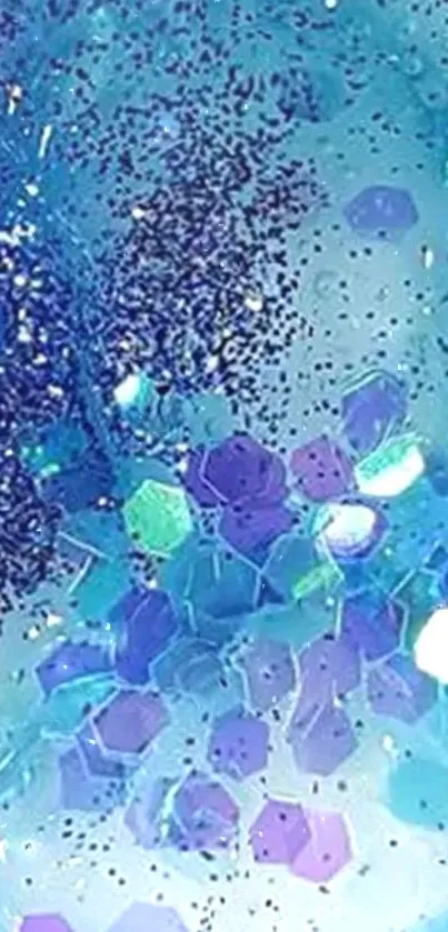 Vibrant blue and purple glitter wallpaper with abstract design.