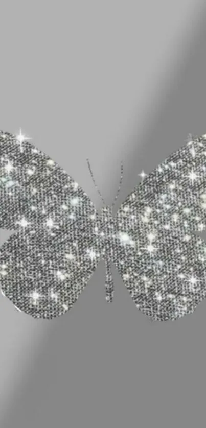 A shimmering silver butterfly design wallpaper.