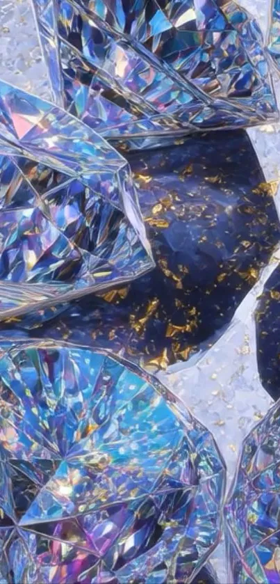 Shimmering crystals and gems art wallpaper with vibrant colors.