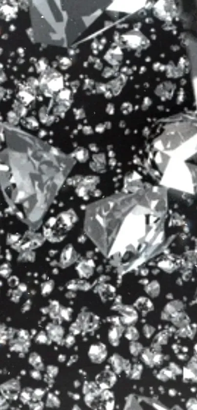 Close-up of sparkling diamonds on a black background wallpaper.