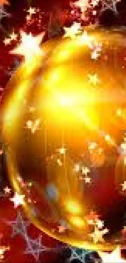 Shimmering golden stars with cosmic background theme.