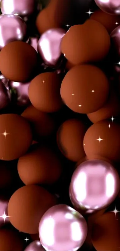 3D pink and brown spheres mobile wallpaper