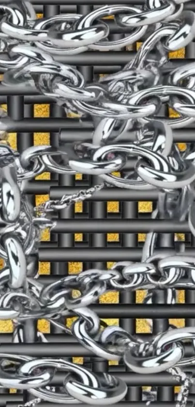 Intricate shiny metallic chain wallpaper.