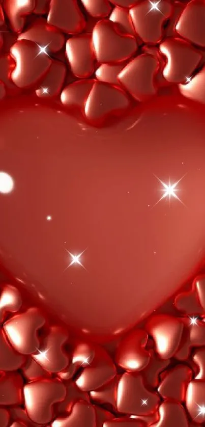 Vibrant red heart wallpaper with glossy finish.