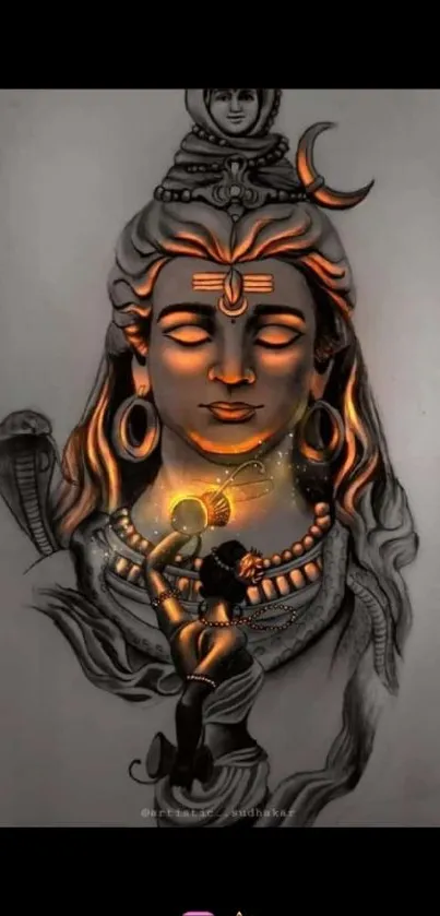 Mystical depiction of Lord Shiva with glowing details.