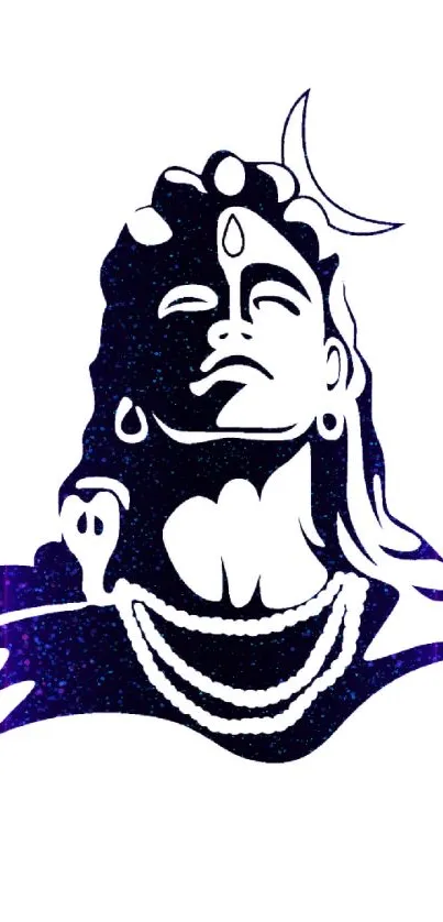 Black and white silhouette of Lord Shiva on mobile wallpaper.