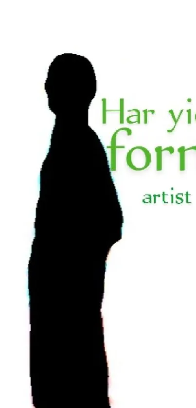 Silhouette of a person with artistic text on white.