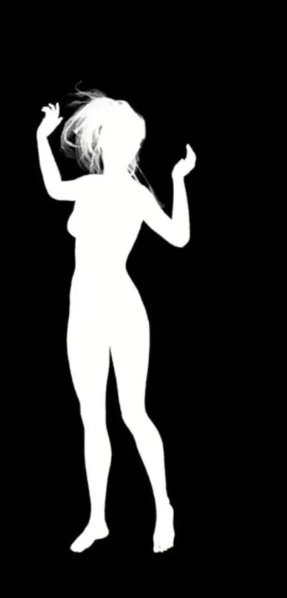 Silhouette artwork on a black wallpaper background for mobile.