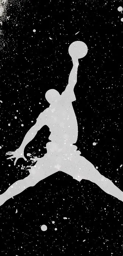 Silhouette athlete in action with black and white contrast on mobile wallpaper.