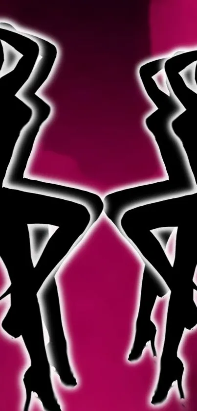 Silhouette figures on a vibrant pink background mobile wallpaper.