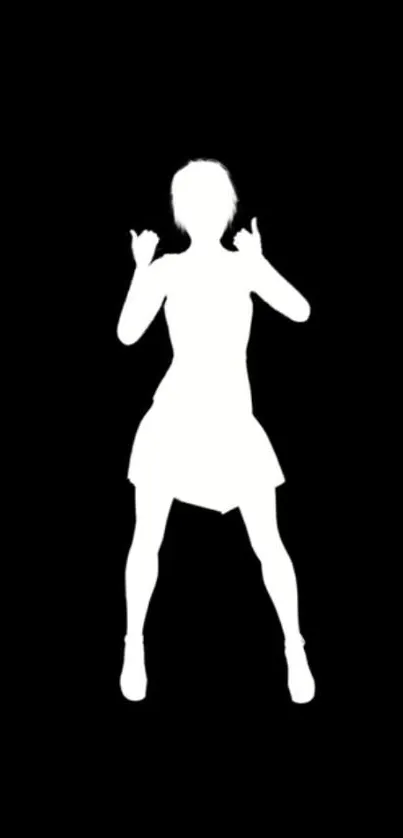 Silhouette of a dancer on a black background wallpaper.