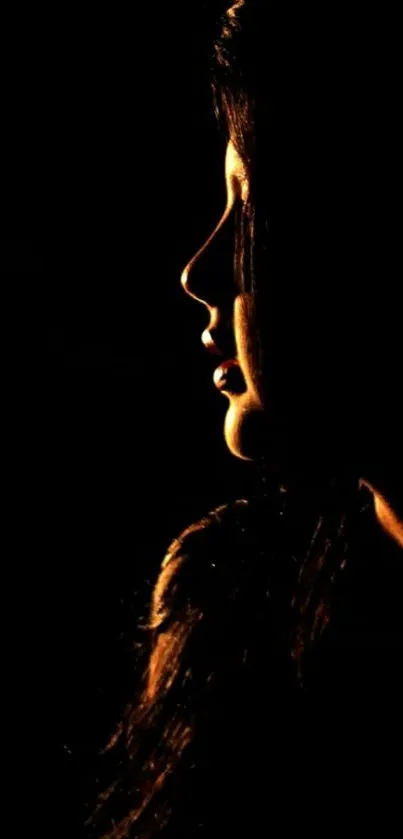 Silhouette of a woman with dramatic lighting on a dark background.