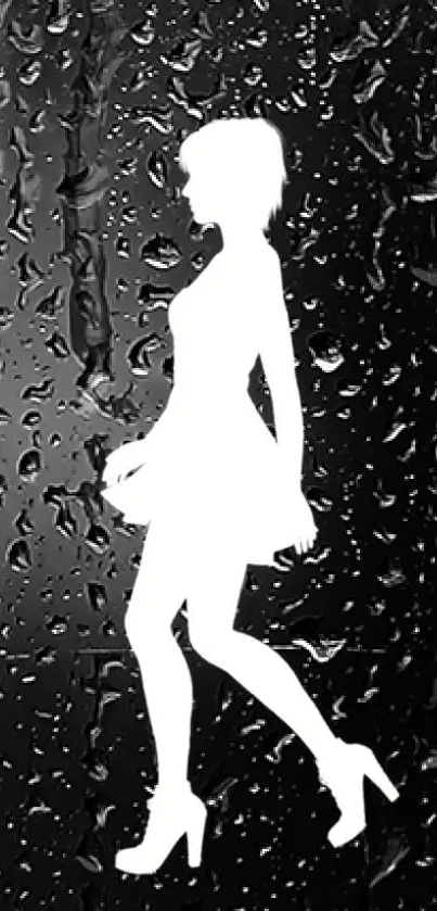 Silhouette on a rainy black wallpaper background.