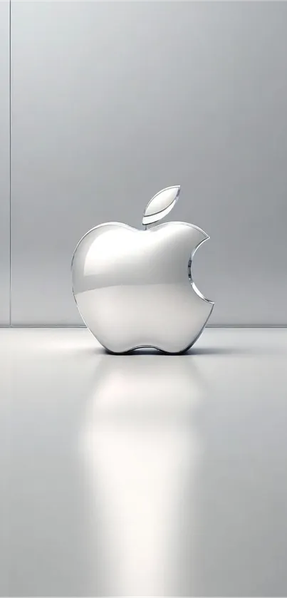 Sleek silver Apple logo wallpaper for mobile.