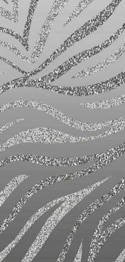 Silver zebra glitter wallpaper with unique abstract design.