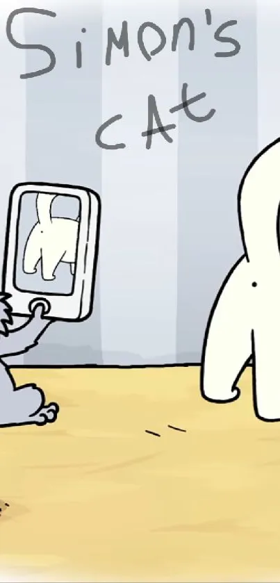 Simon's Cat humorous moment with reflective mirror.