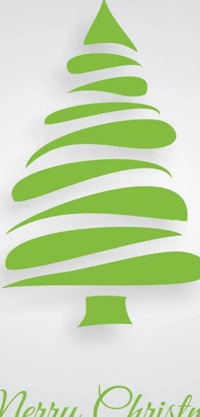 Minimalist green Christmas tree wallpaper with 'Merry Christmas' text.