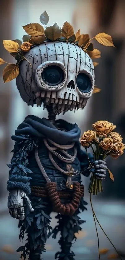 Skeleton with Yellow Roses Art - free download