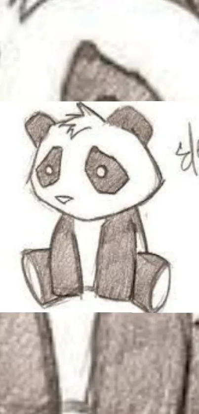 Adorable hand-drawn panda sketch wallpaper.