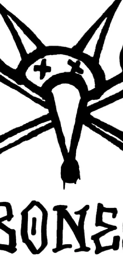 Black and white skull and crossbones art wallpaper for mobile phone background.