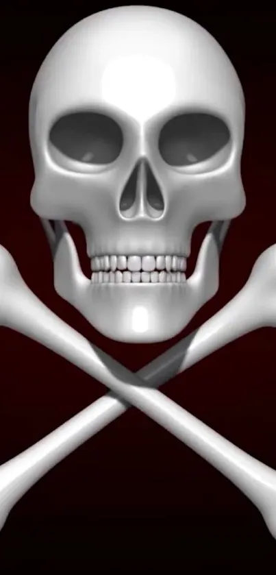 3D skull and crossbones with dark background wallpaper.