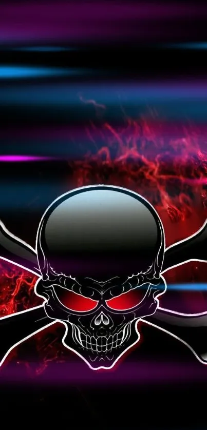 Skull with red flames and dark background mobile wallpaper.