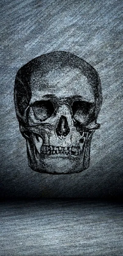 Dark textured wallpaper with a stylized skull design.