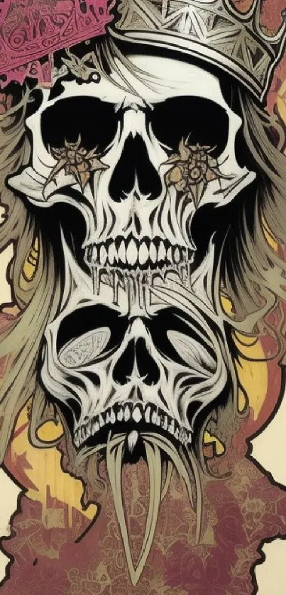 Mobile wallpaper featuring edgy skull art with intricate crown details.