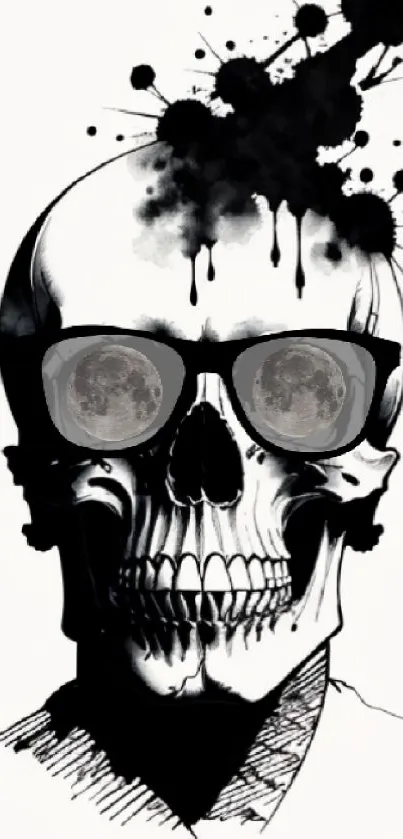 Black and white skull artwork with sunglasses, perfect for mobile wallpaper.