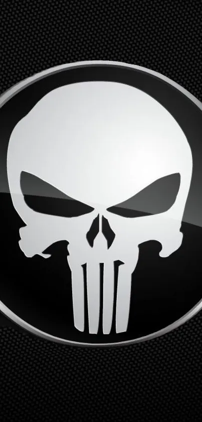 Skull emblem on dark textured background for mobile wallpaper.