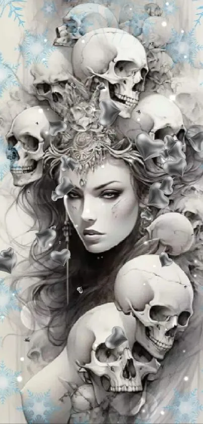 Fantasy goddess with skulls wallpaper art