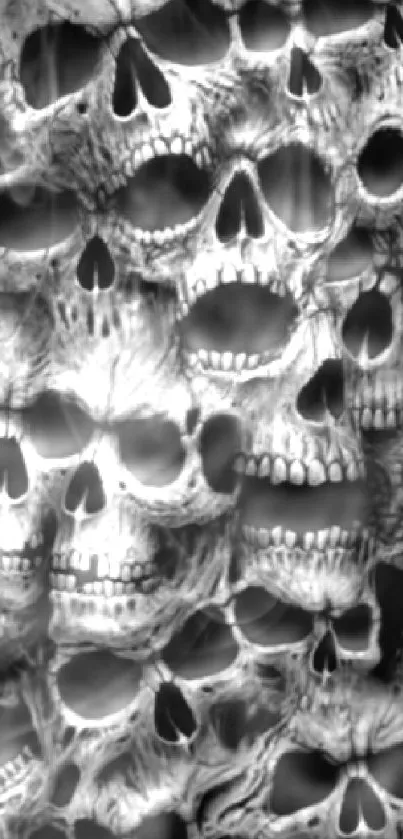 Eerie black and white skull pattern wallpaper.