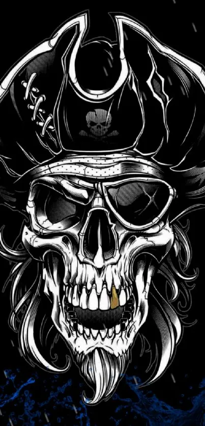 Dark wallpaper featuring pirate skull with hat and sunglasses.