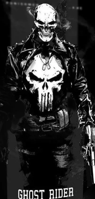 Skull Rider themed black mobile wallpaper with a bold, edgy design.