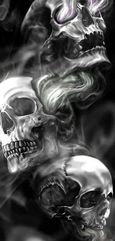 Dark skulls with smoke mobile wallpaper.