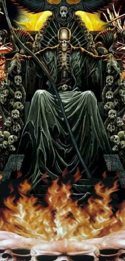 Dark Gothic Grim Reaper on Throne Art