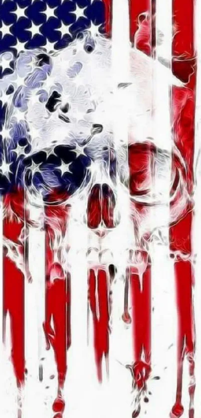 Skull blended with American flag mobile wallpaper.