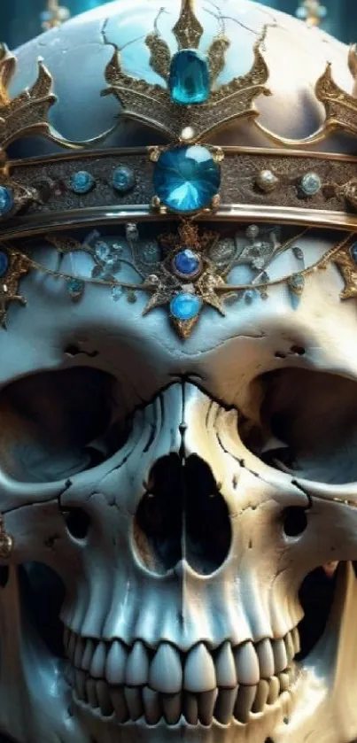 Intricate skull with a jeweled gold crown.