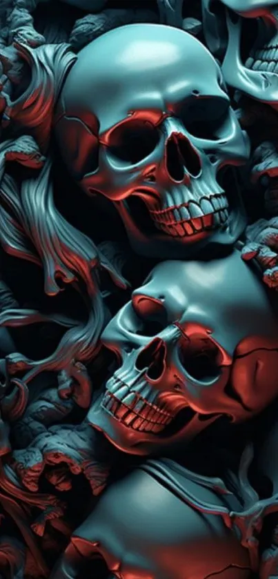 Artistic skulls with smoke in dark tones.