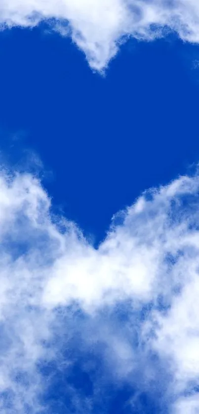 Heart-shaped blue sky cloud design wallpaper.