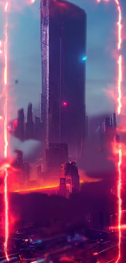 the giant cyberpunk fire city Live Wallpaper