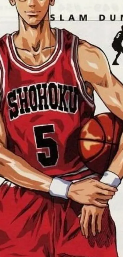 Slam Dunk anime basketball player in red jersey.