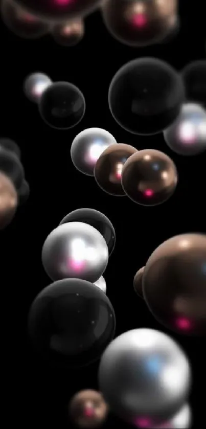 3D metallic spheres on a dark background.