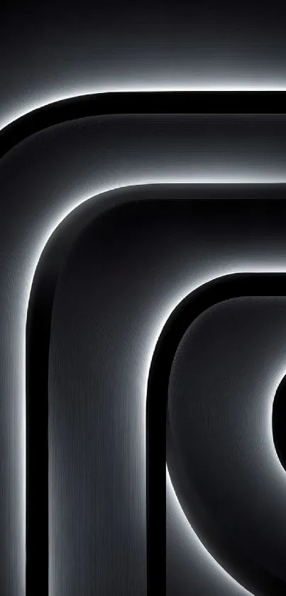 Sleek abstract black lines forming curves on a dark background.