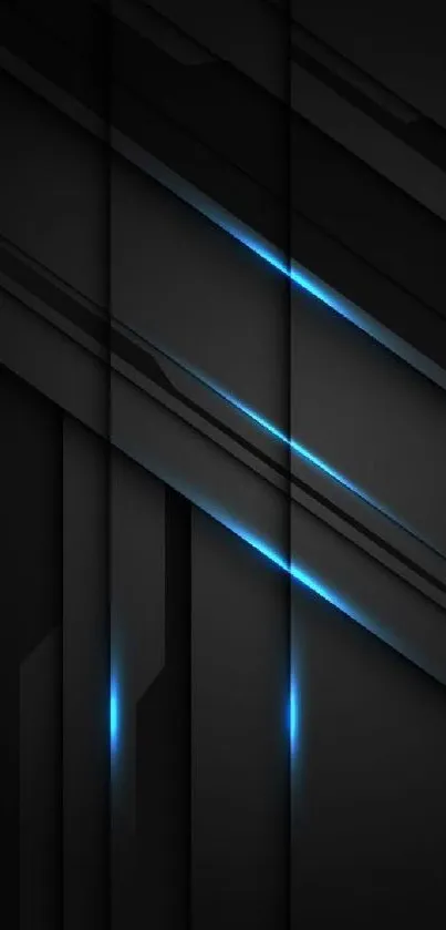 Abstract dark wallpaper with blue neon lines and geometric design.