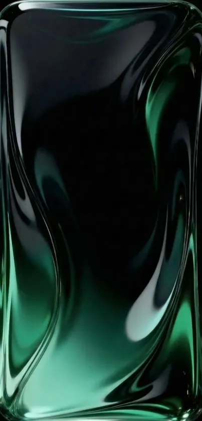 Sleek abstract mobile wallpaper with glossy black and green hues.
