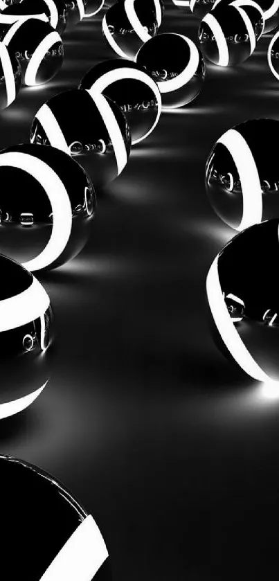 Abstract black wallpaper with glowing neon orbs creating a futuristic design.