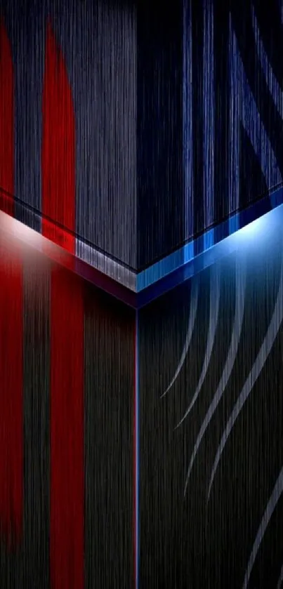 Sleek abstract wallpaper with red and blue lighting on a dark background