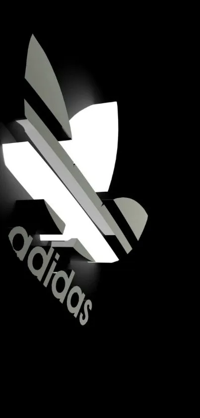 Sleek black wallpaper featuring Adidas logo in elegant white design.